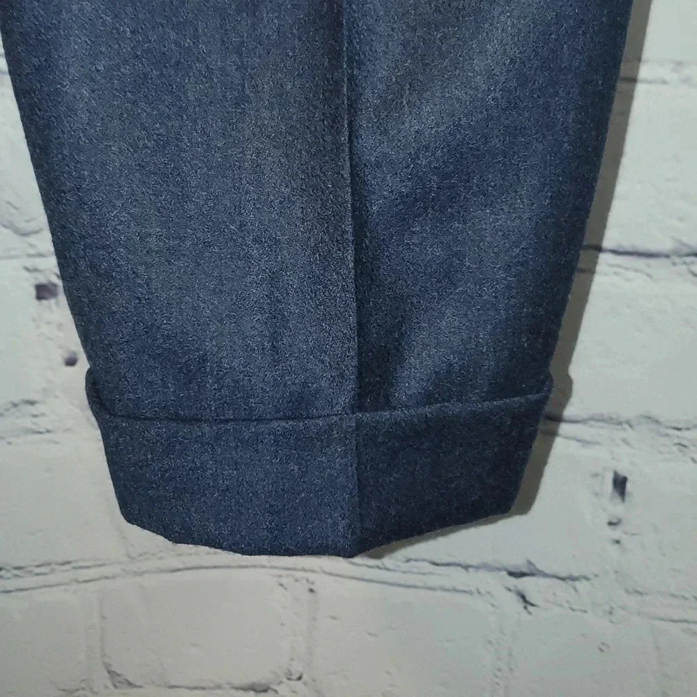 BALLIN CLASSIC Blue/Gray 90% Wool Flat Front Cuffed Dress Pants 38 - Picture 5 of 13